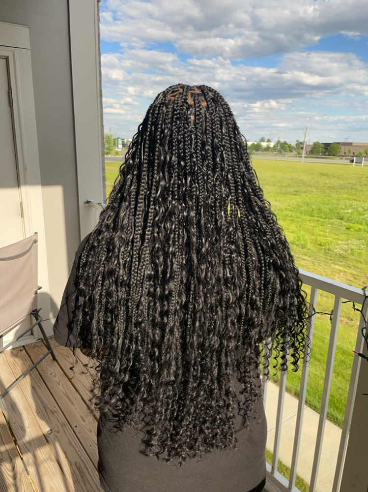 Med Boho Braids w/ Human Hair Curls