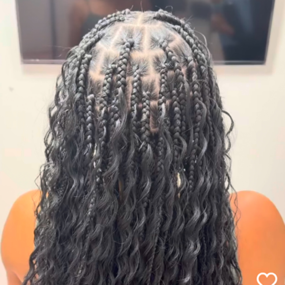Meduim Bohoo Braids at Afrokreyol braiding salon in Plantation, FL