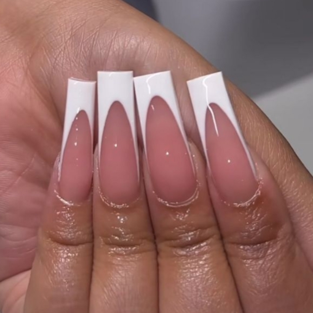 Hand Painted French Long at Nails By Courtney Ann in Pleasanton, TX