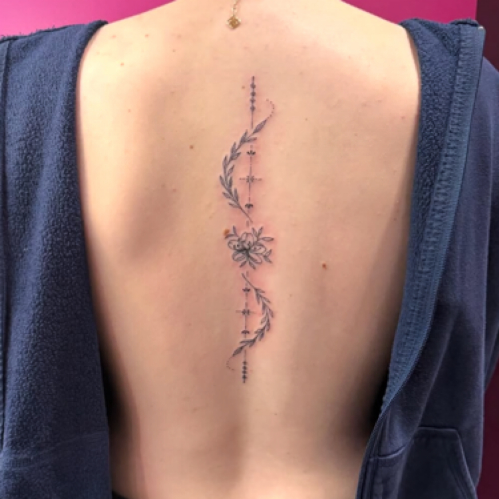 Spine Piece at Pink House Tattoo in Dallas, TX