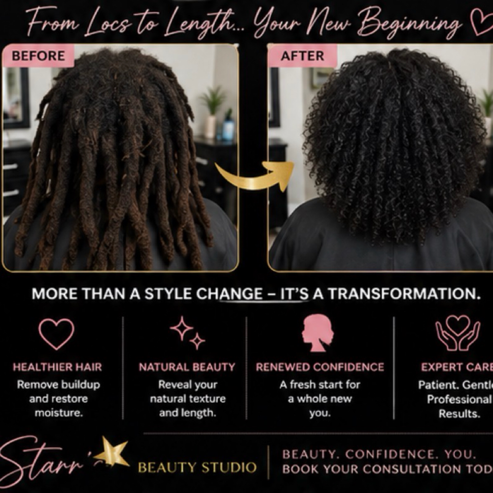 Traditional Loc/Braid Comb-Out at Starr's Beauty Studio in Town & Country, MO