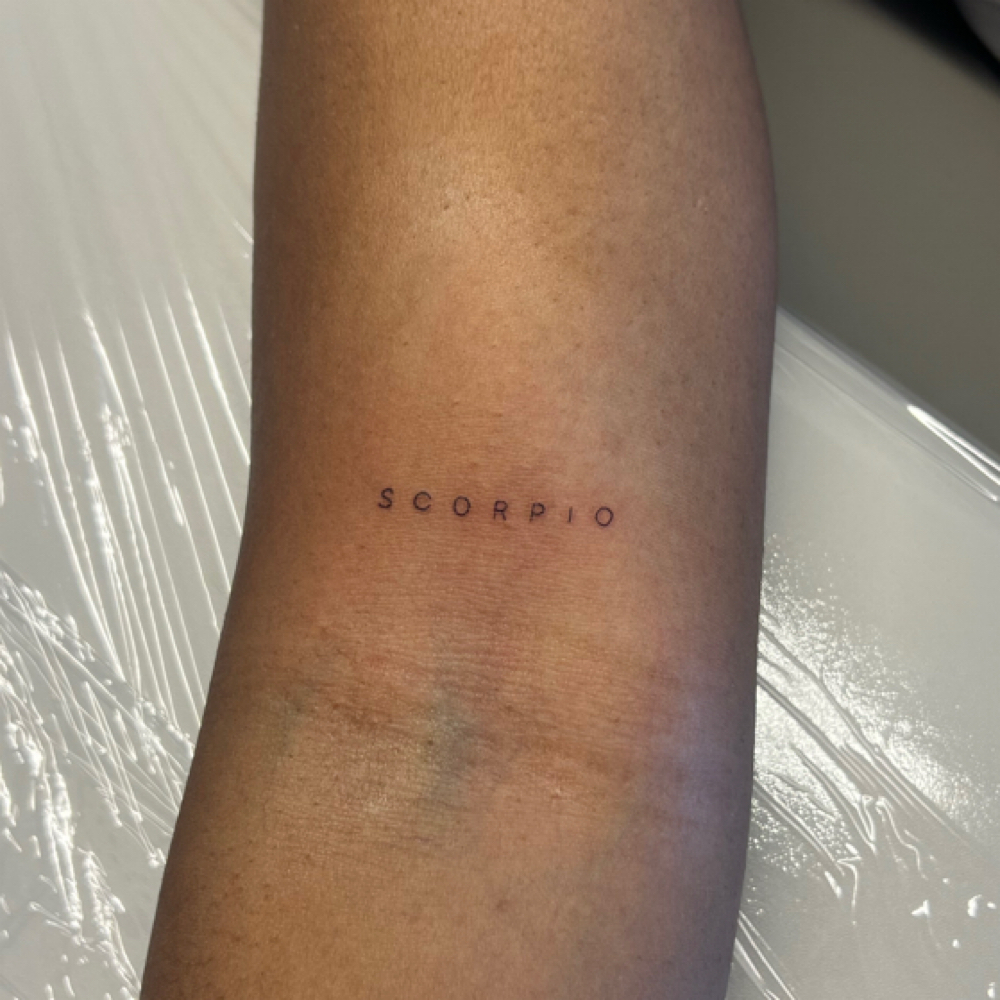 script tattoo at inkbyhalie • lochdidmyink in brick, NJ