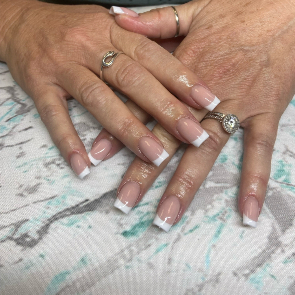 Acrylic French Tips at Polished by Precious in Knoxville, TN