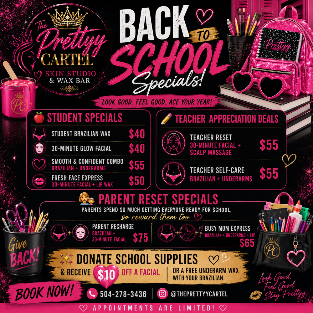 Brazilian Wax(Students Only) at The Prettyy Cartel Skin Studio & Wax Bar in Terrytown, LA