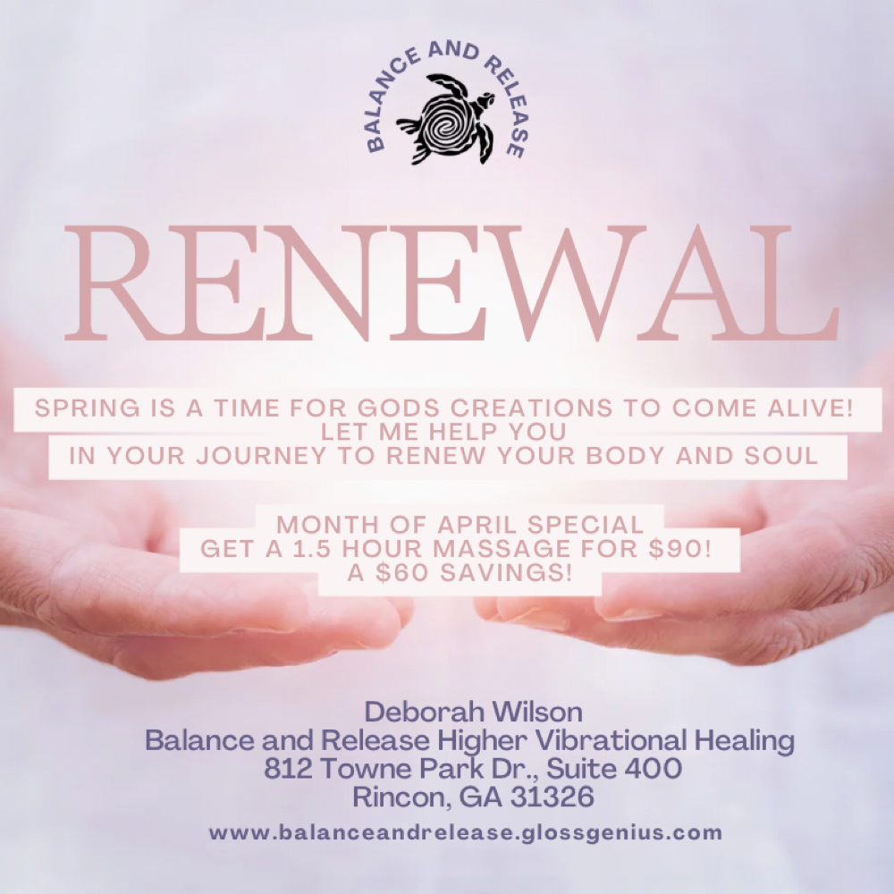 April Special at Balance and Release in Rincon, GA