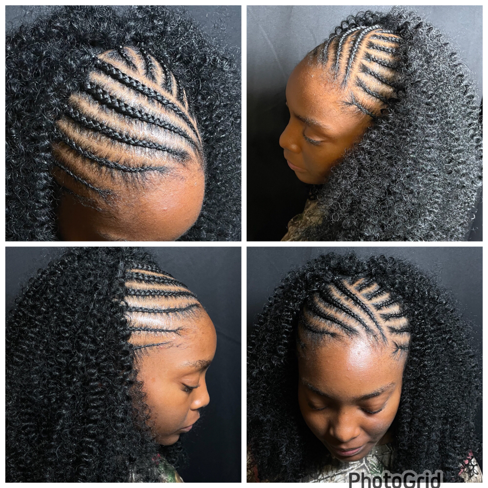 1/2 scalp braids 1/2 quick weave at All Tingz Beauty in Rowlett, TX