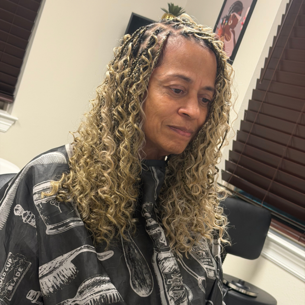 Medium Boho Knotless Braids at Glow Braid Lounge in Pearland, TX