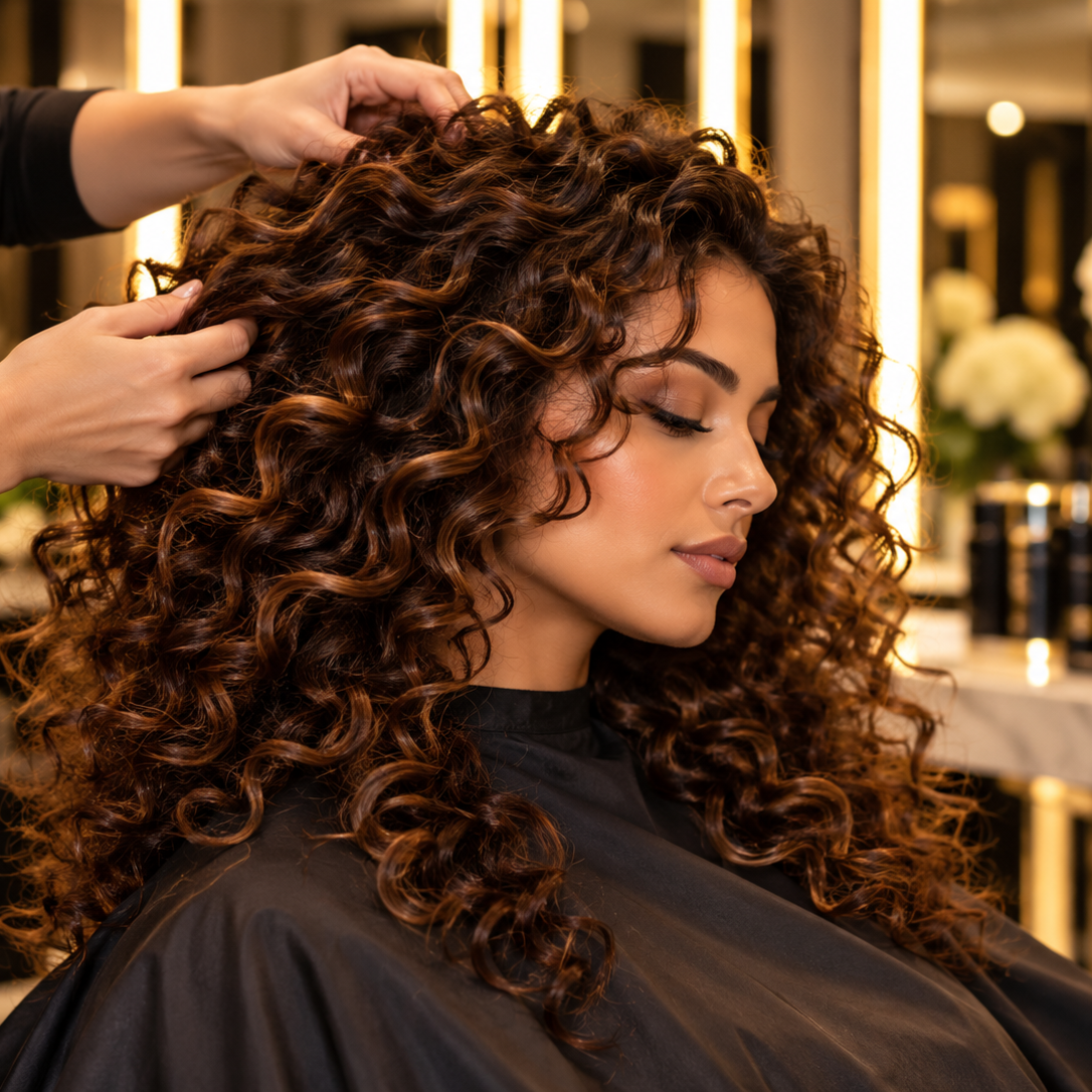 Extra Curly Or Thick Hair Styling at Ellie’s secret salon in Irvine, CA