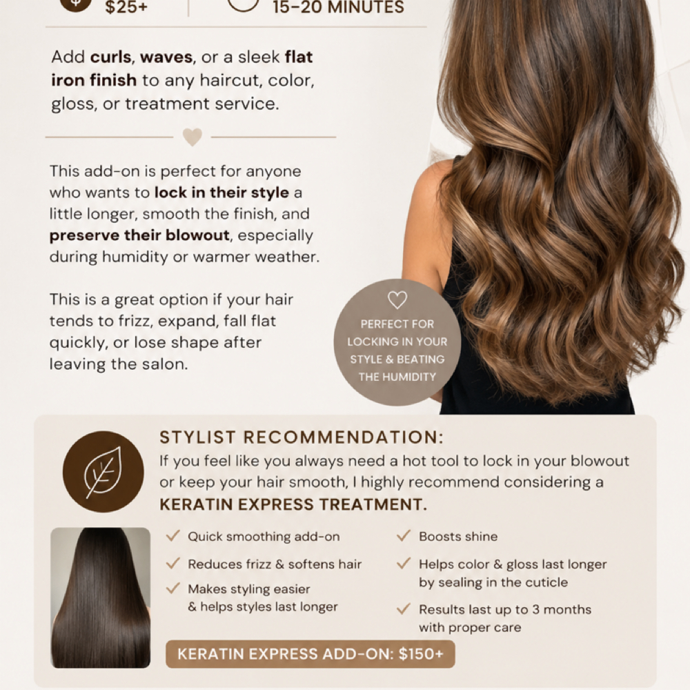 Curls or Flat Iron Add-On at Brooke Zartarian in Boston, MA