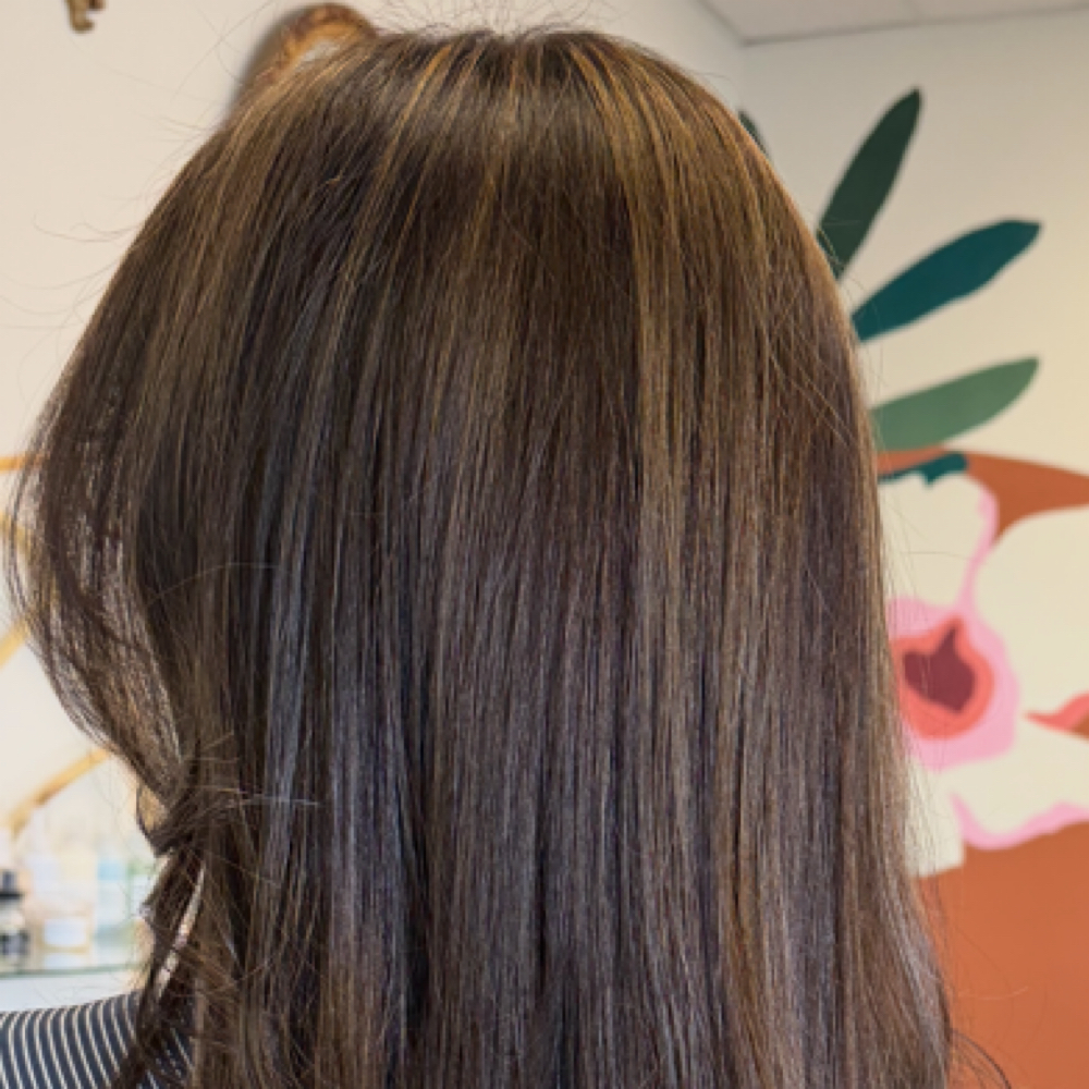 Grey coverage with gloss at Colored and Cut by Cait in Goldsboro, NC