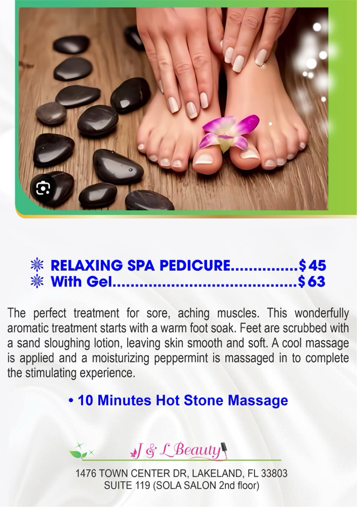 Relaxing Pedicure at JENNYB BEAUTY in Lakeland, FL