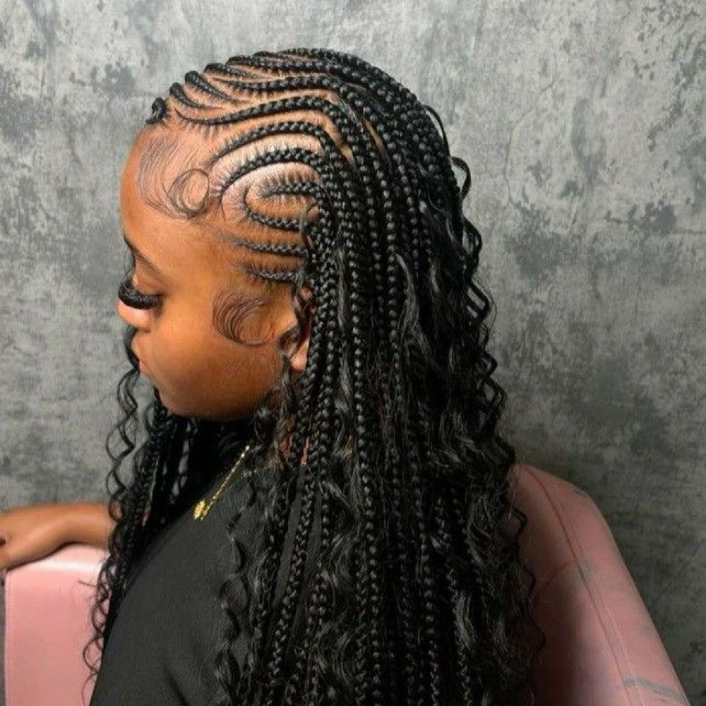 Tribal Braids (Half & Half) at MsDeein Luxury Salon in Carrollton, TX