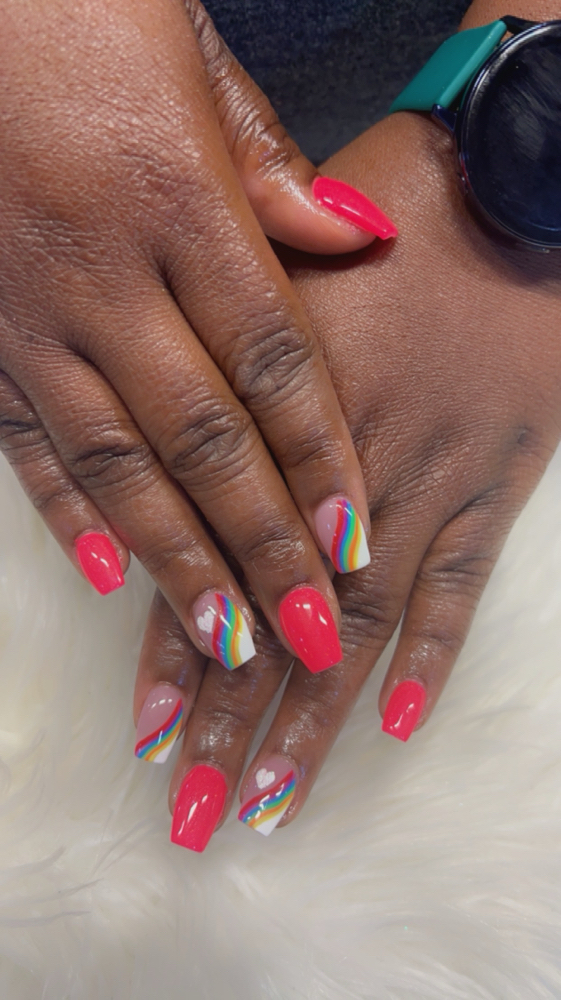 Short Fullset With Gel And Design