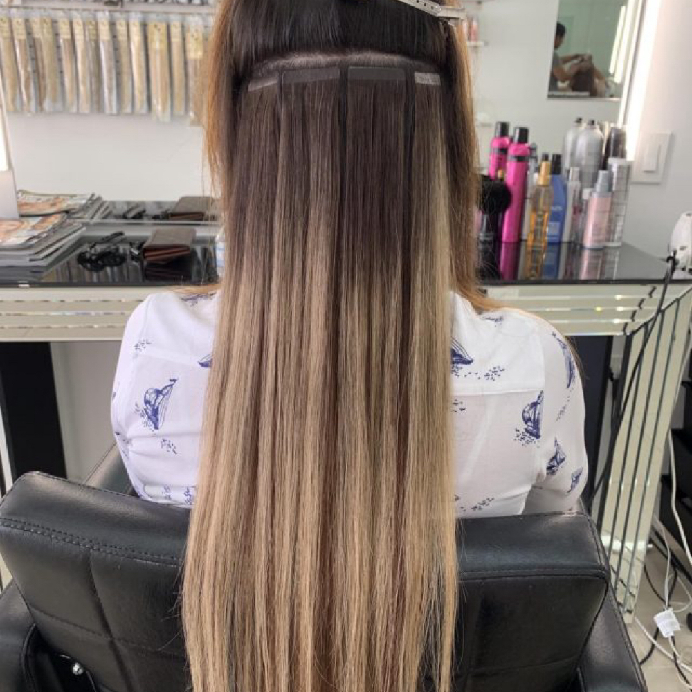 Tape In Extention Installation at Small Town Glam Salon & Spa in Bethel, OH