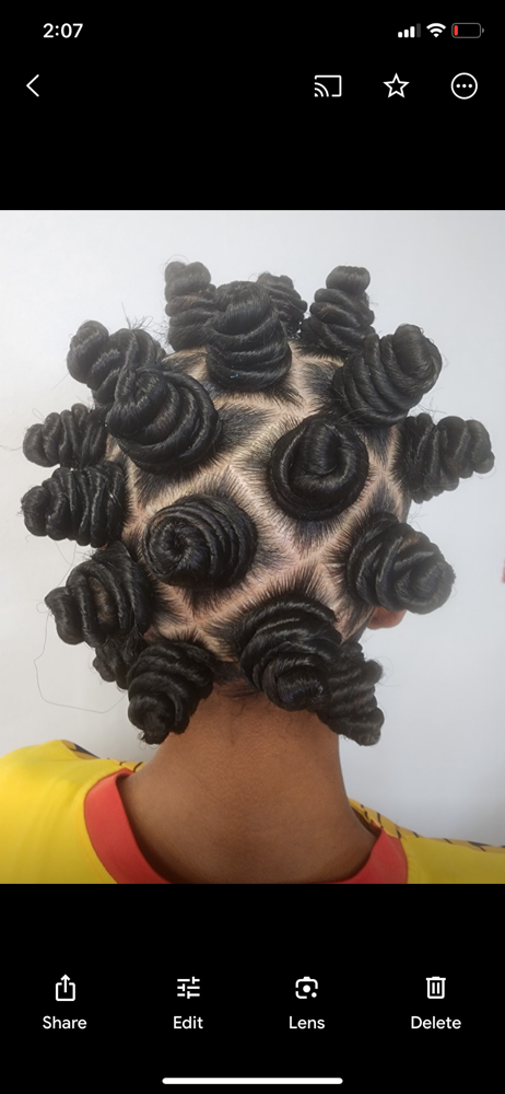 Bantu Knots With Hair Added