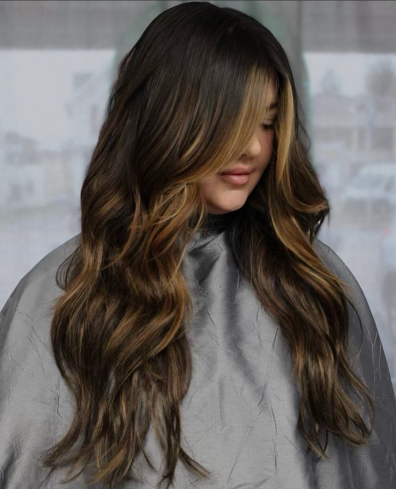 Blowdry style with extensions