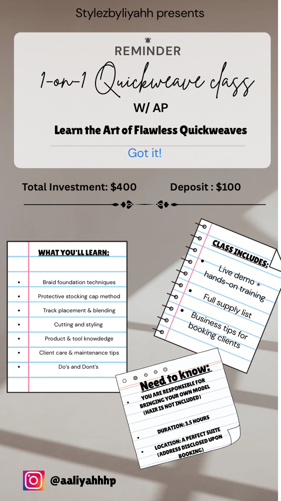 1-on-1 Quickweave Class
