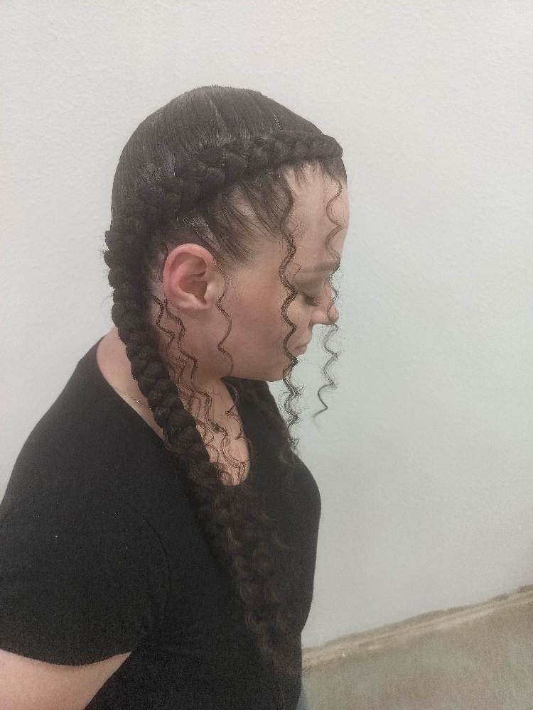 2 Dutch Braids W/Added Hair