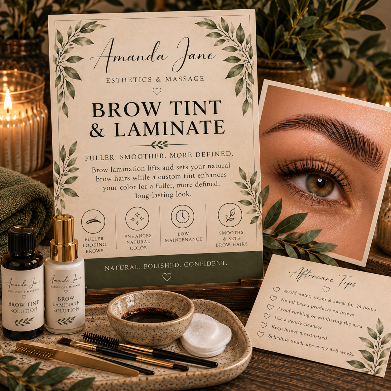 Brow tint and lamination at Amanda Jane Esthetics & Massage in Salado, TX