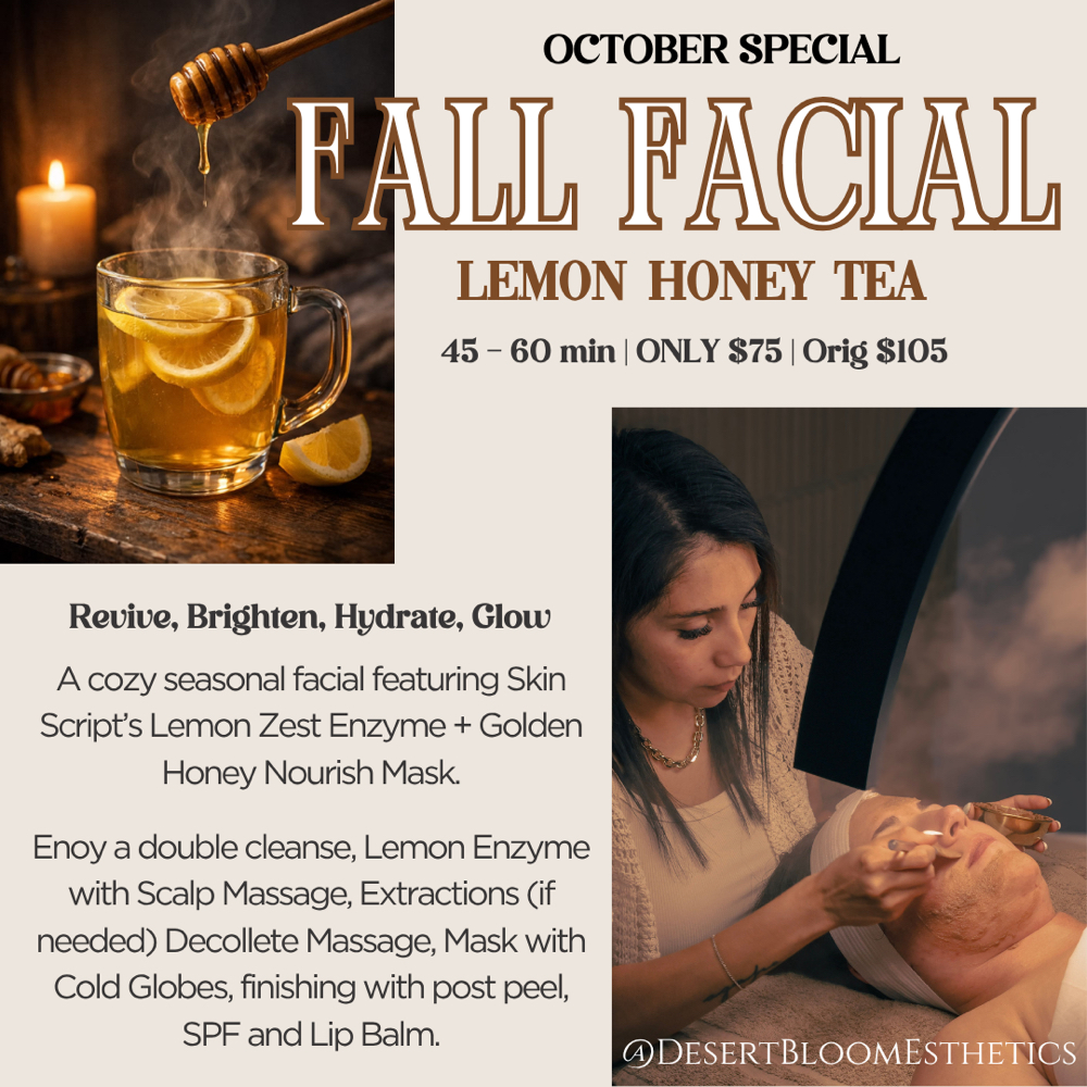 LEMON HONEY TEA FACIAL at Desert Bloom Esthetics in Tulsa, OK