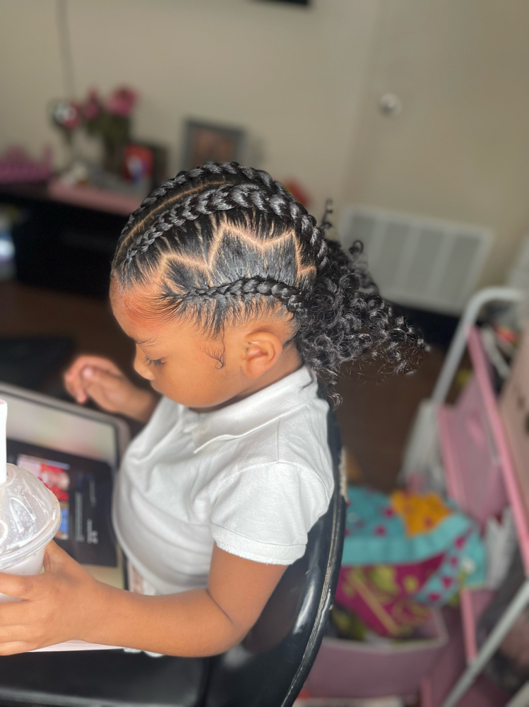 4 Braids W/Curly Buns