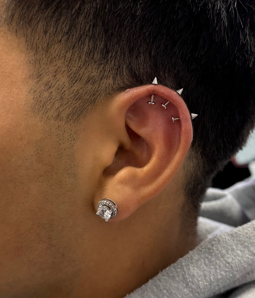 Triple Vertical helix at PiercingSiren in Waukegan, IL