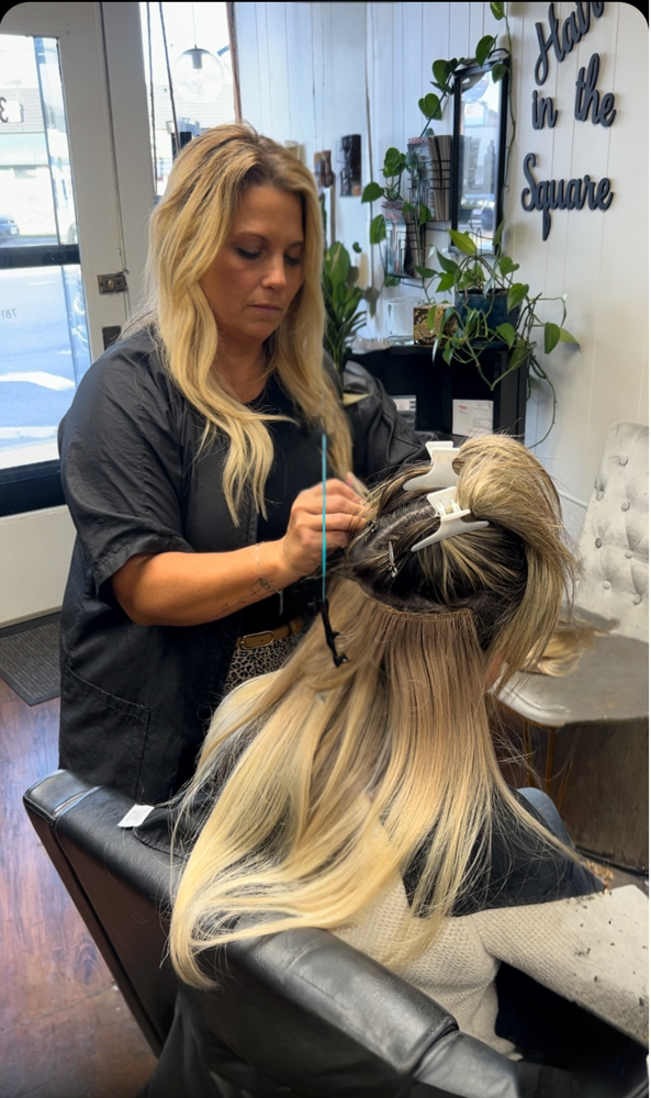 Weft Extensions Install (2 rows) at Hair by Sarah - Hair In The Square Beauty Bar in Lynn, MA