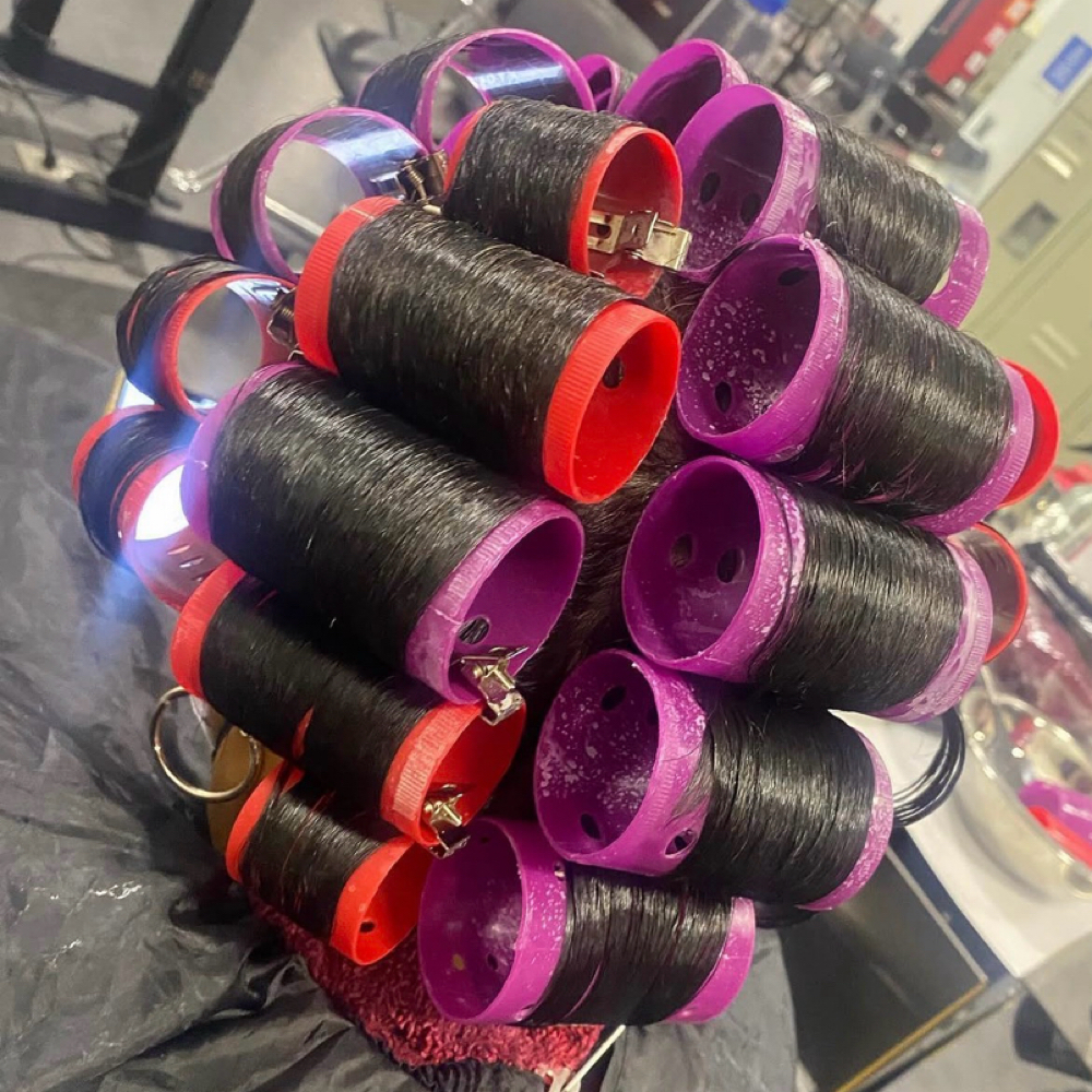 Roller Set at The Oasis Natural Hair Salon in Gibsonville, NC