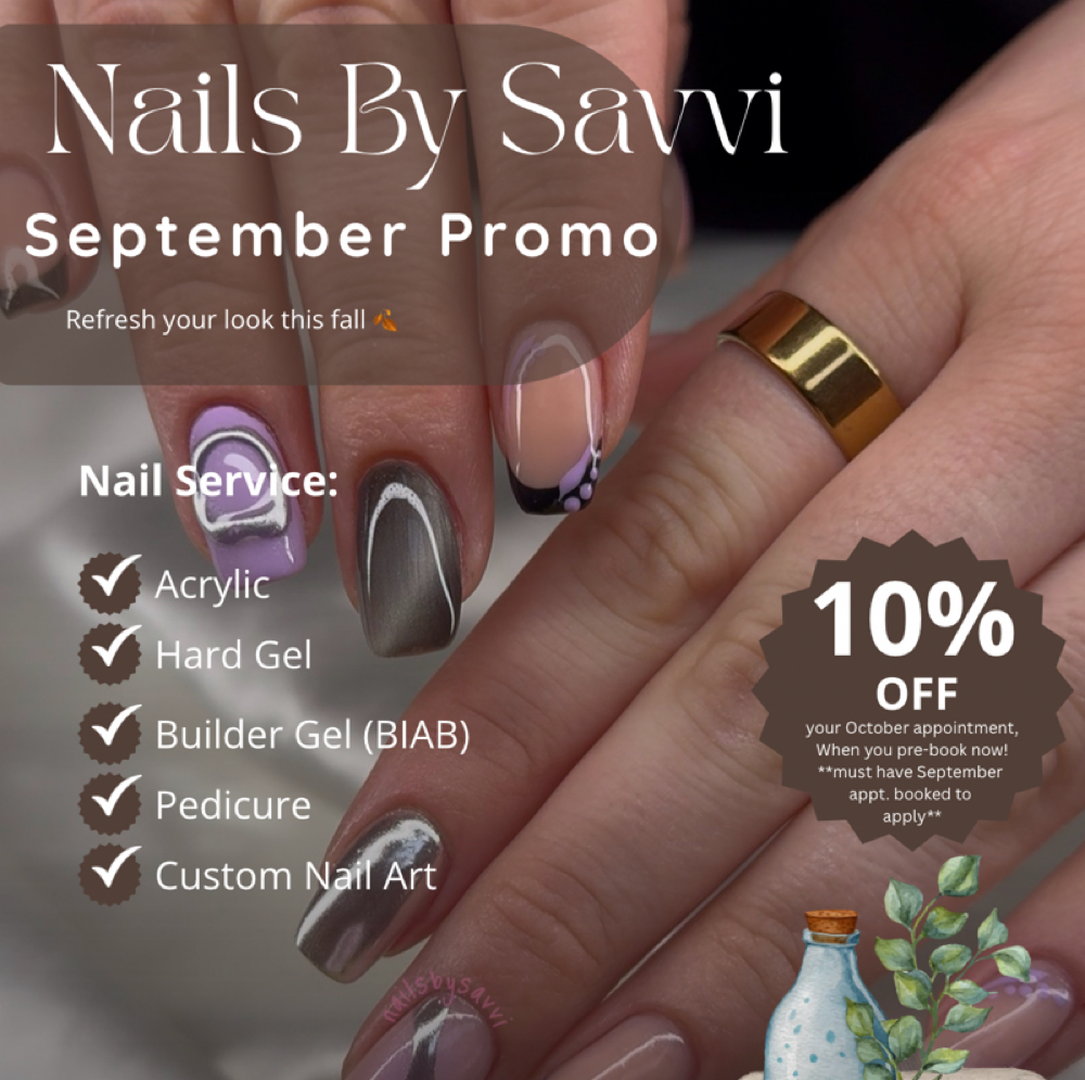 15% OFF OCT Appt. - Loyalty BONUS! at Nails By Savvi in Brookfield, WI