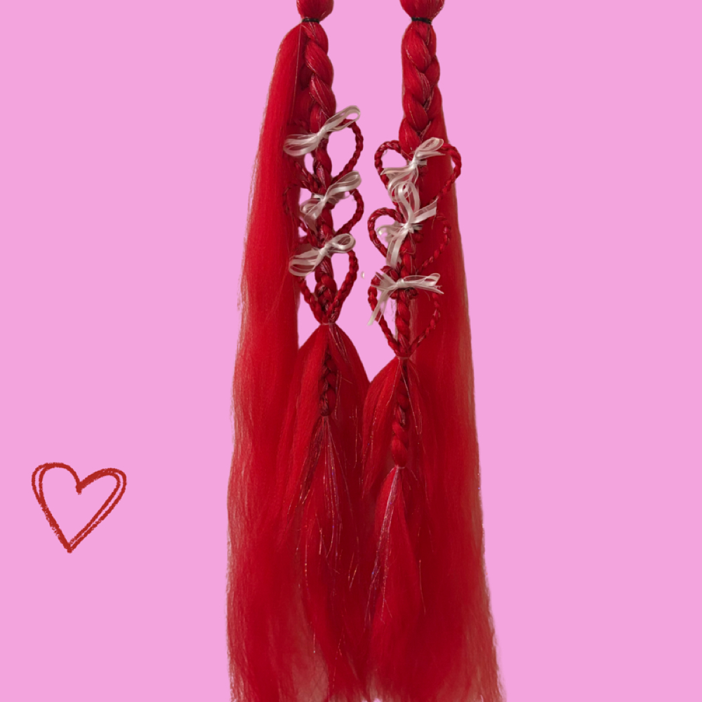 Festival Braids - Red Hearts at Happy Scalp in Grants Pass, OR