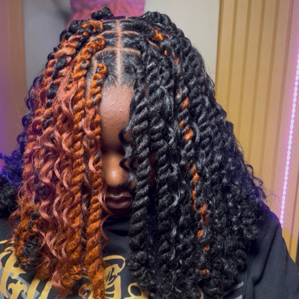 Boho Twists(curly hair not Included at Natural Is Me Hair Salon LLC in Columbus, GA