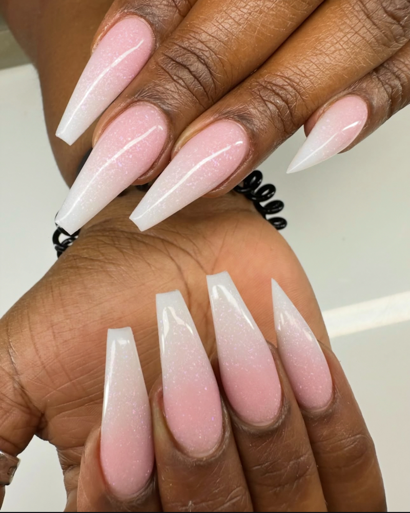 Pink And White Ombre Full Set
