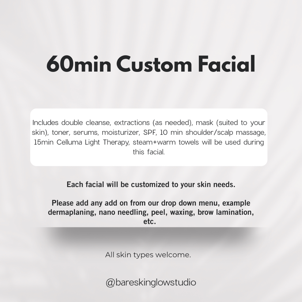 60min Custom Facial at Bare Skin Glow Studio in Vacaville, CA