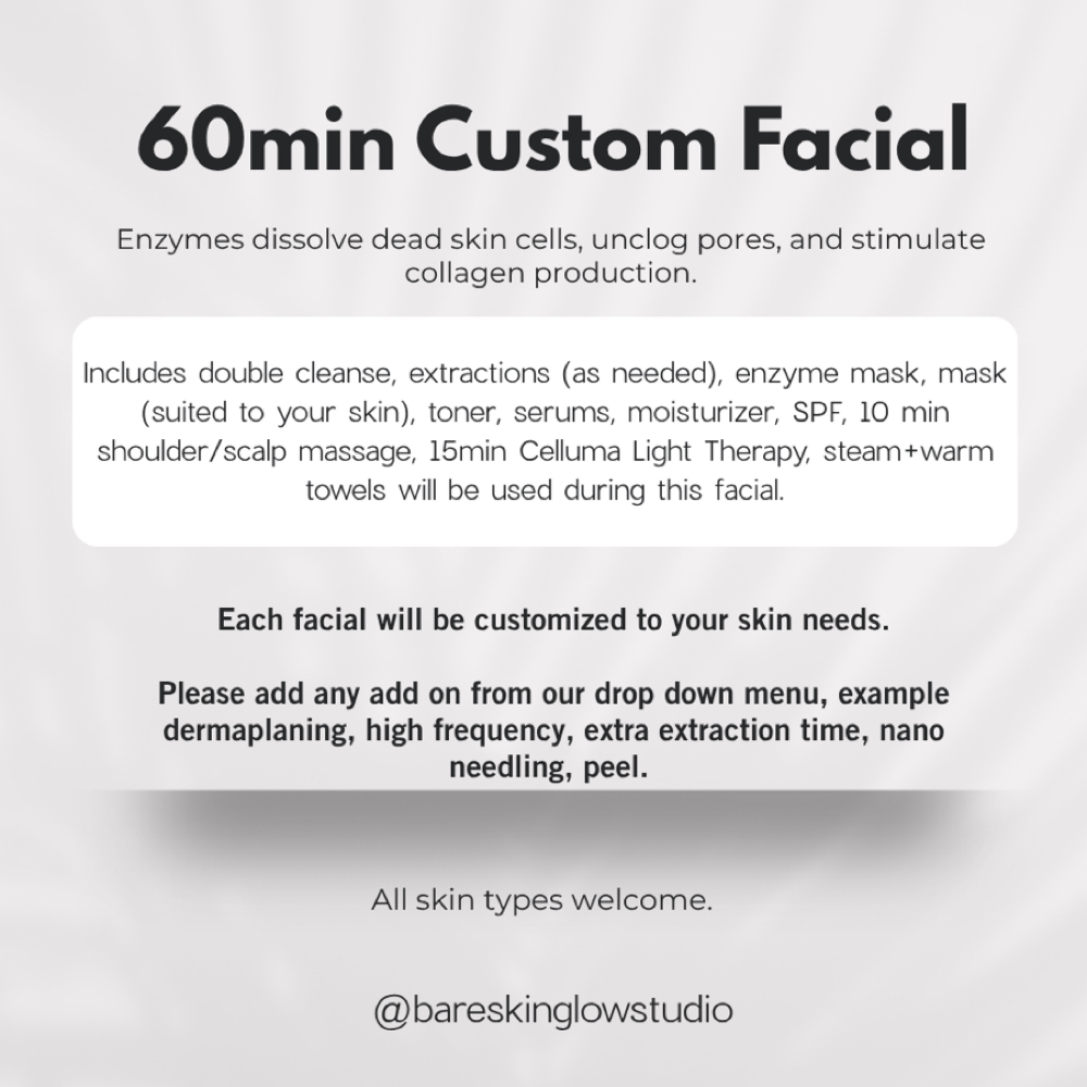 60min Custom Facial at Bare Skin Glow Studio in Vacaville, CA