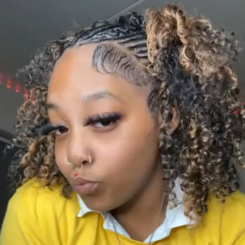 Stitch Braids With Curly Quick weav at Eryka’s Hair Couture in Midlothian, IL