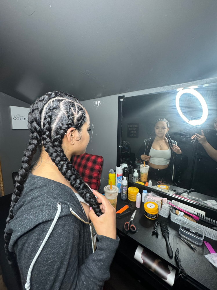 6BRAIDS W SIMPL DESIGN W HAIR ADDED