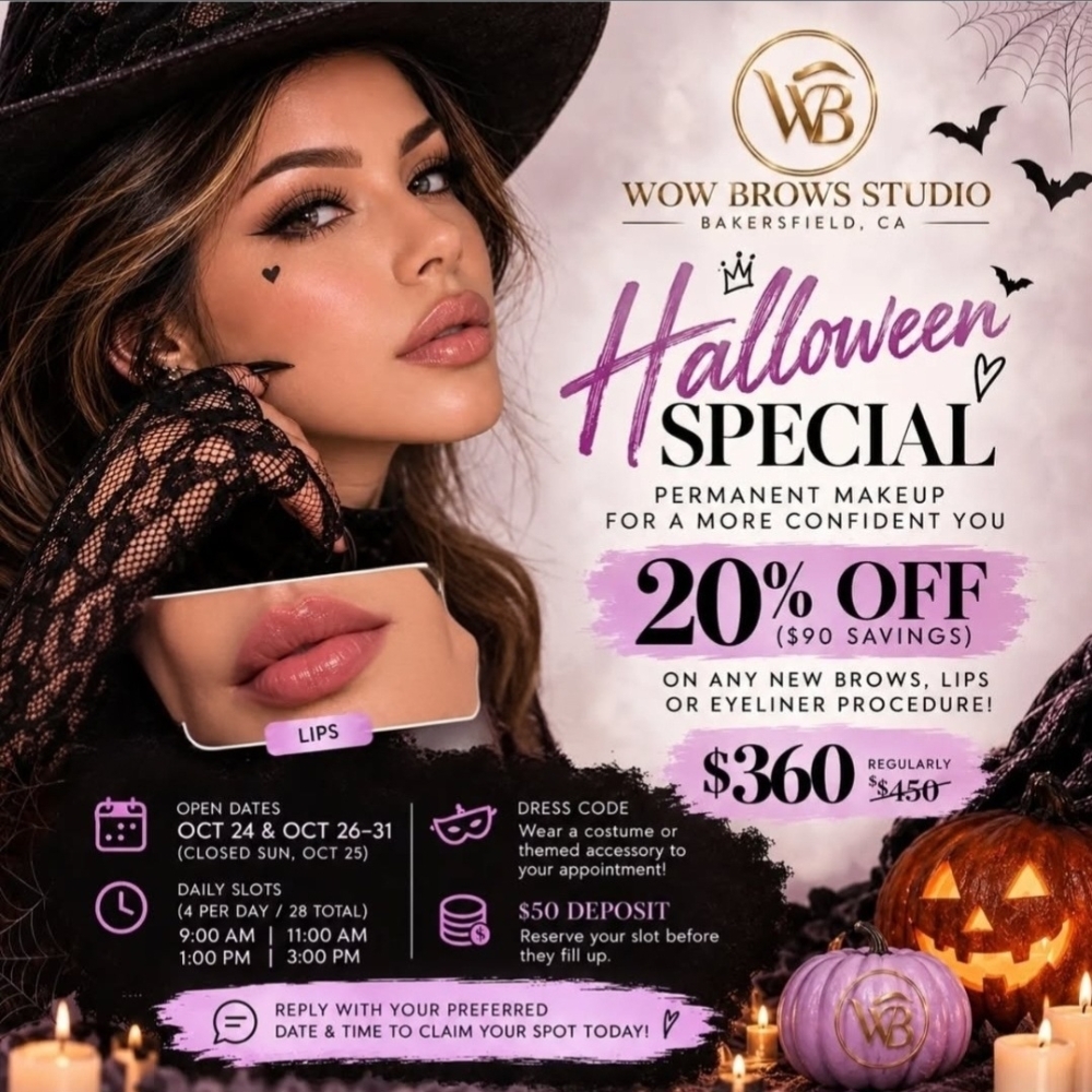 Lips 💋 $360 👻🫶🏼🎃 at Wow Brows Studio in Bakersfield, CA
