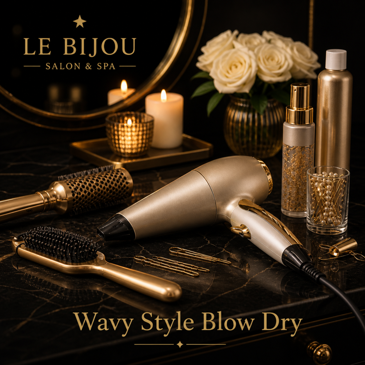 Hair - Wavy Style Blow Dry at Le Bijou Nails and Spa Salon in Houston, TX