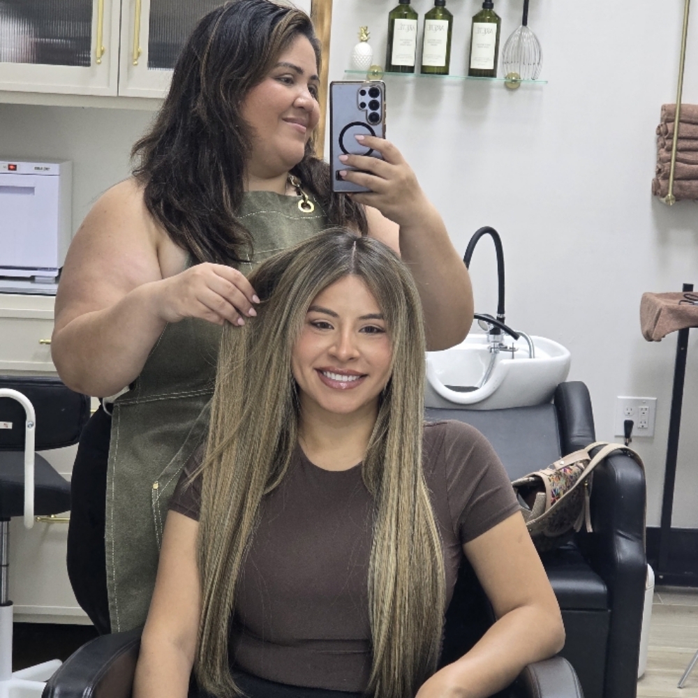 Extention Color Matching at The Perfect Canvas Hair Salon in Katy, TX