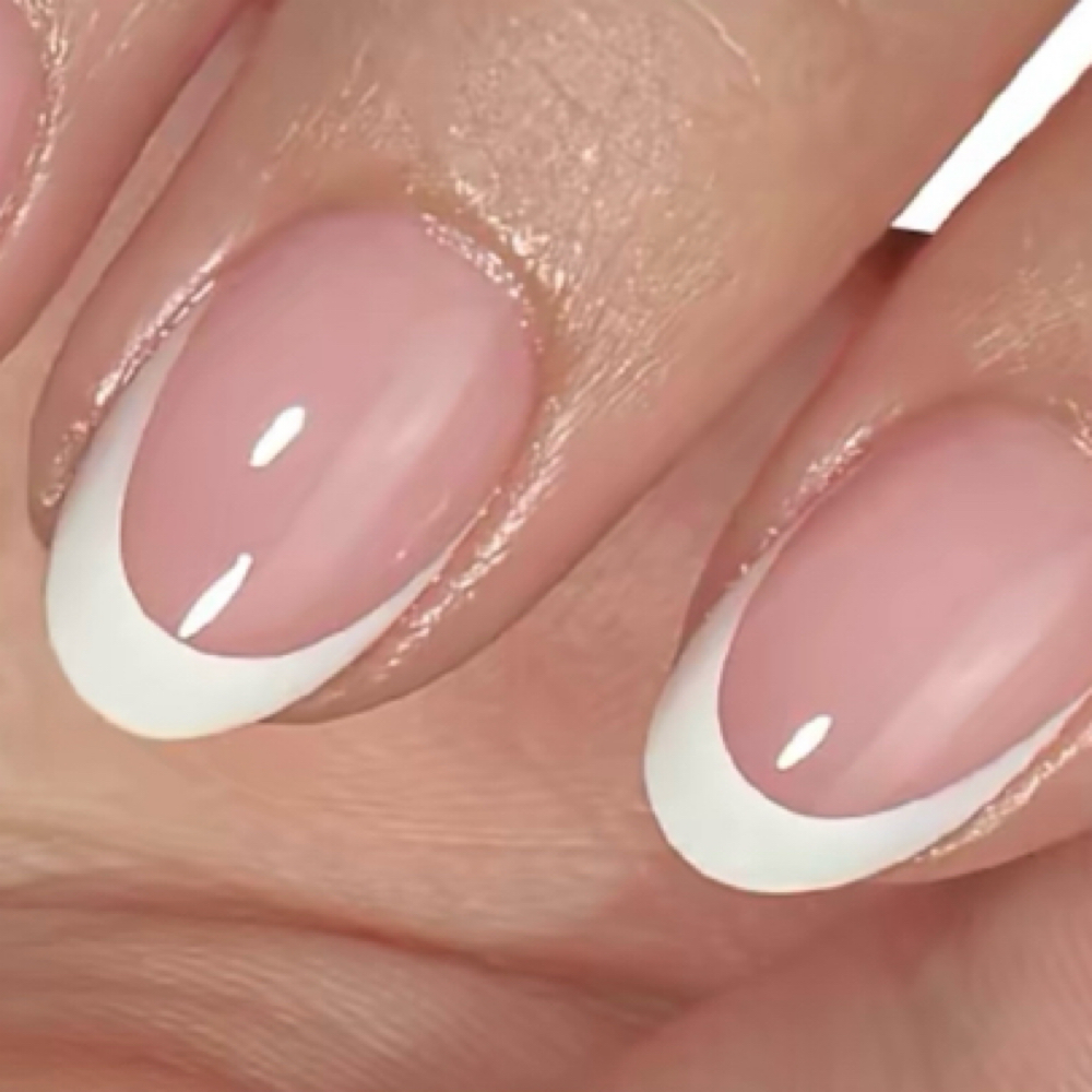 Express Nails Short Almond French at Dreasnailvibes in Hayward, CA