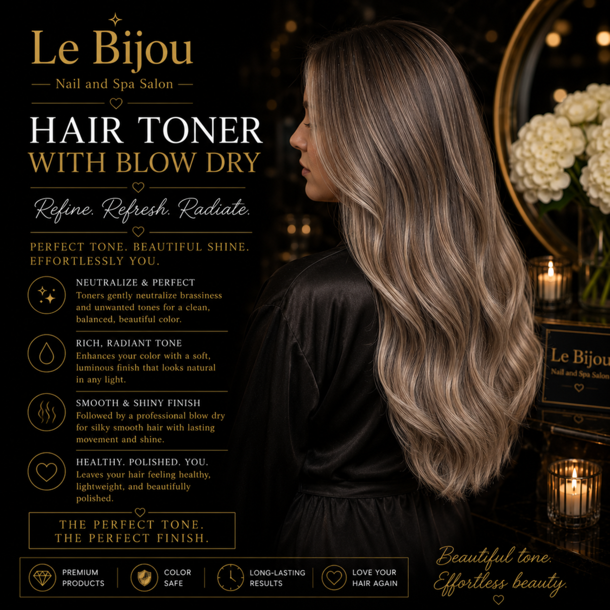 Hair - Toner with Blow Dry at Le Bijou Nails and Spa Salon in Houston, TX