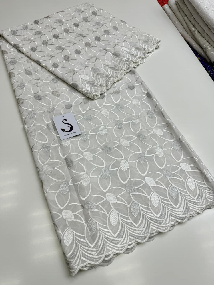 African Grey / White Fabric