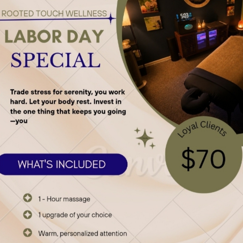 Labor Day Sale at Rooted Touch Wellness in Greensboro, NC