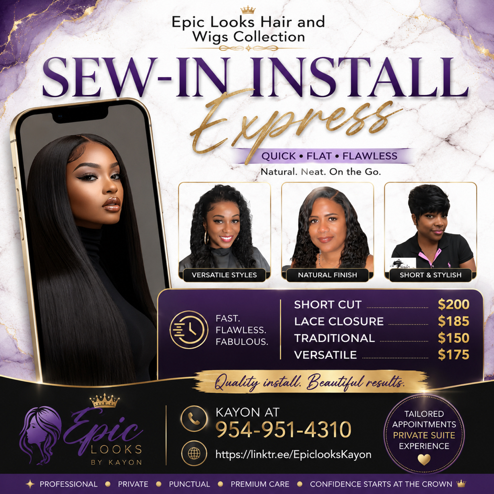 Express (Quick Hair Extension) at Epic Looks Hair And Wigs Collection in Coral Springs, FL