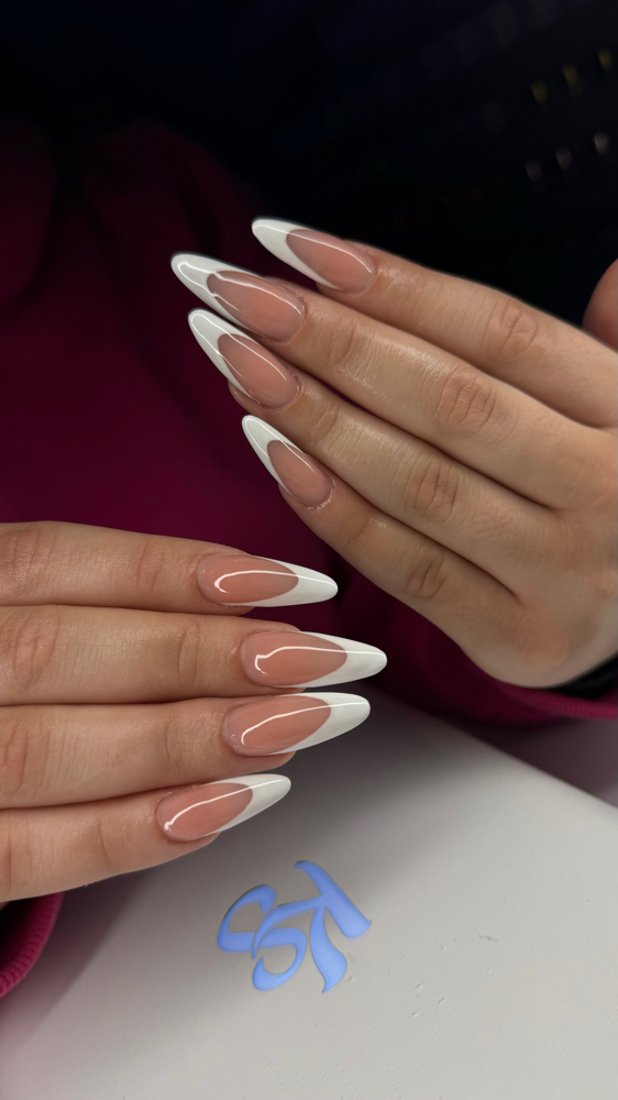 Long French tip fullset(Flash sale)