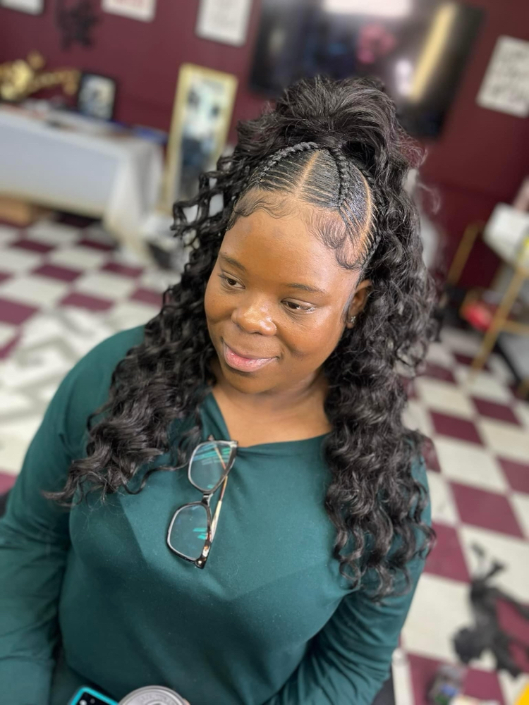 Half Up/Down With 4 braids