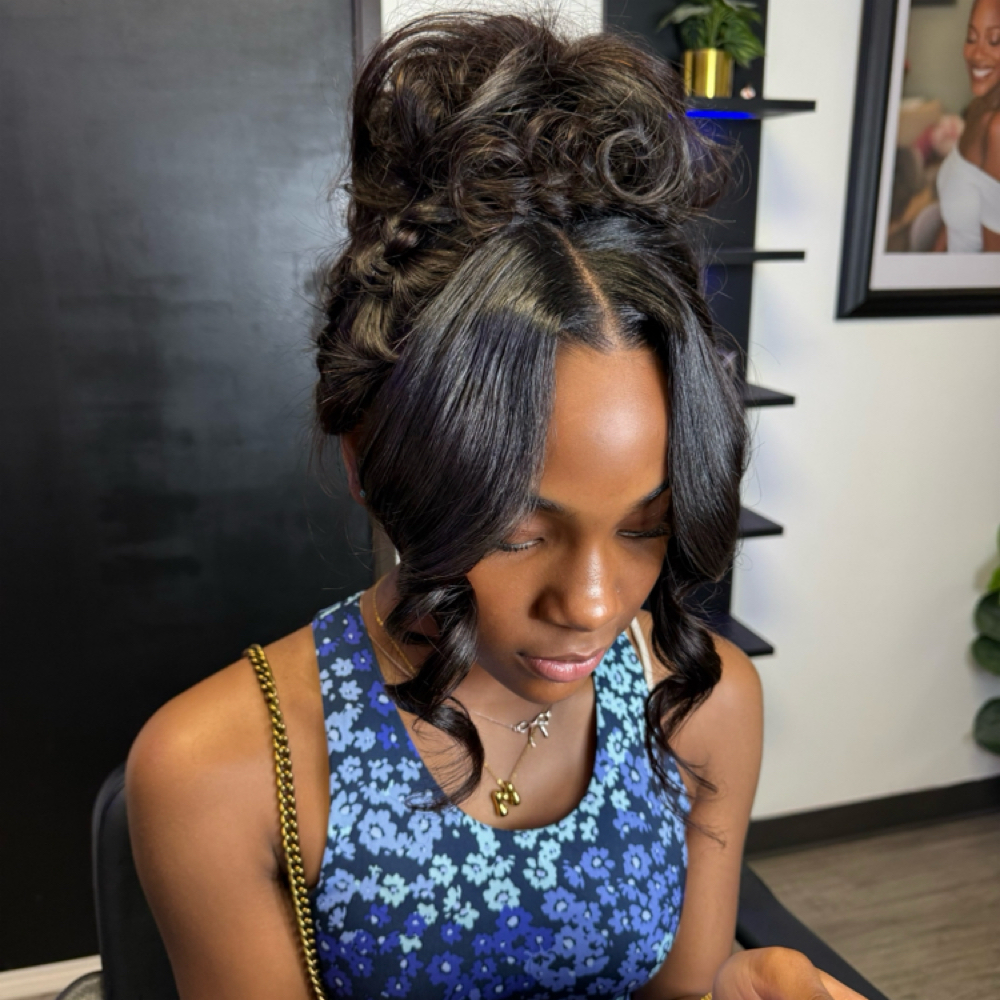 Quick Weave Pin Up at Gloss Hair Company in Dallas, TX