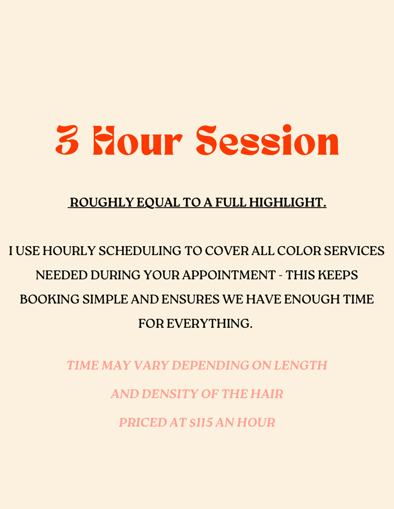 3 HOUR SESSION