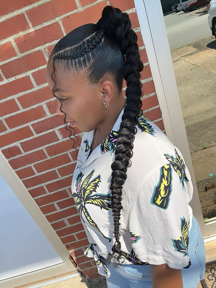 Sleek ponytail w/ braids