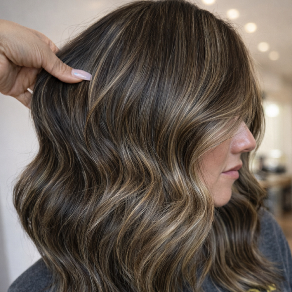 Partial Highlight + Haircut at Esencia Hair Studio in Nazareth, PA